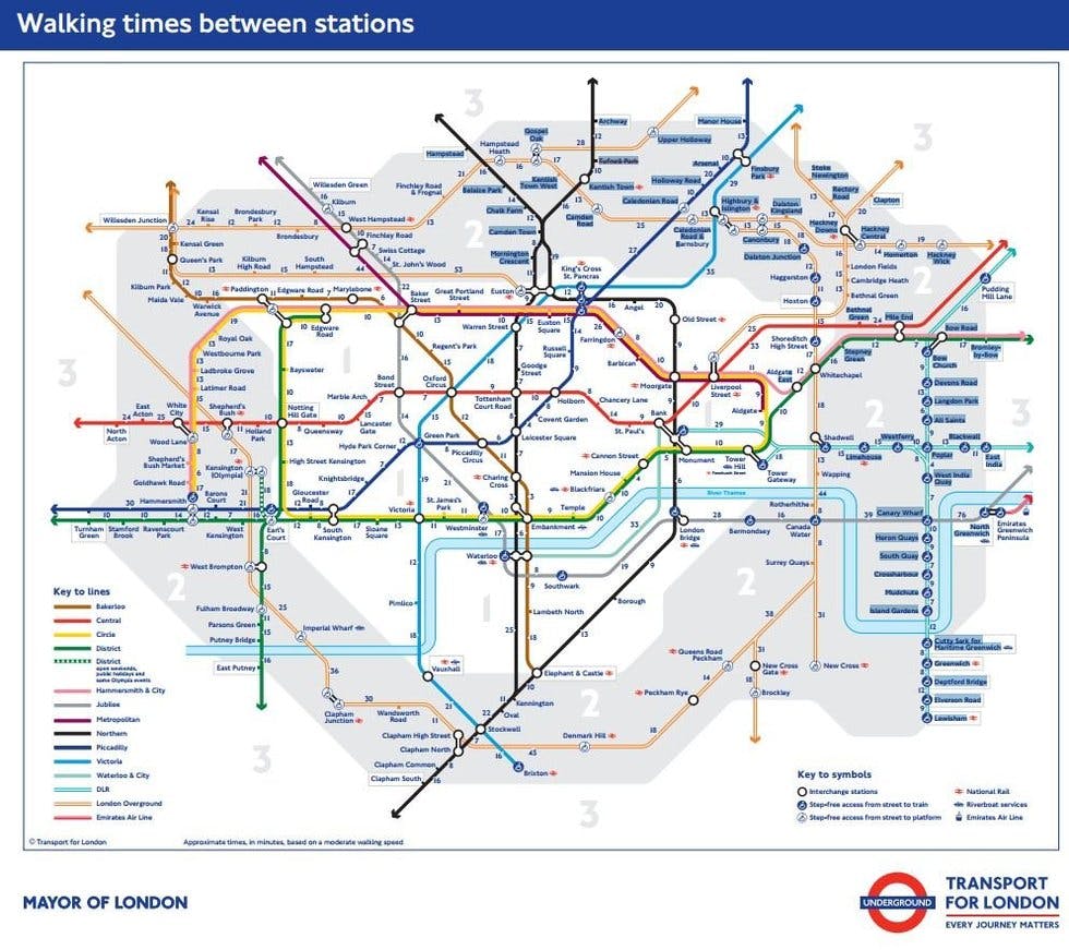 TFL release new walking tube map of London Underground