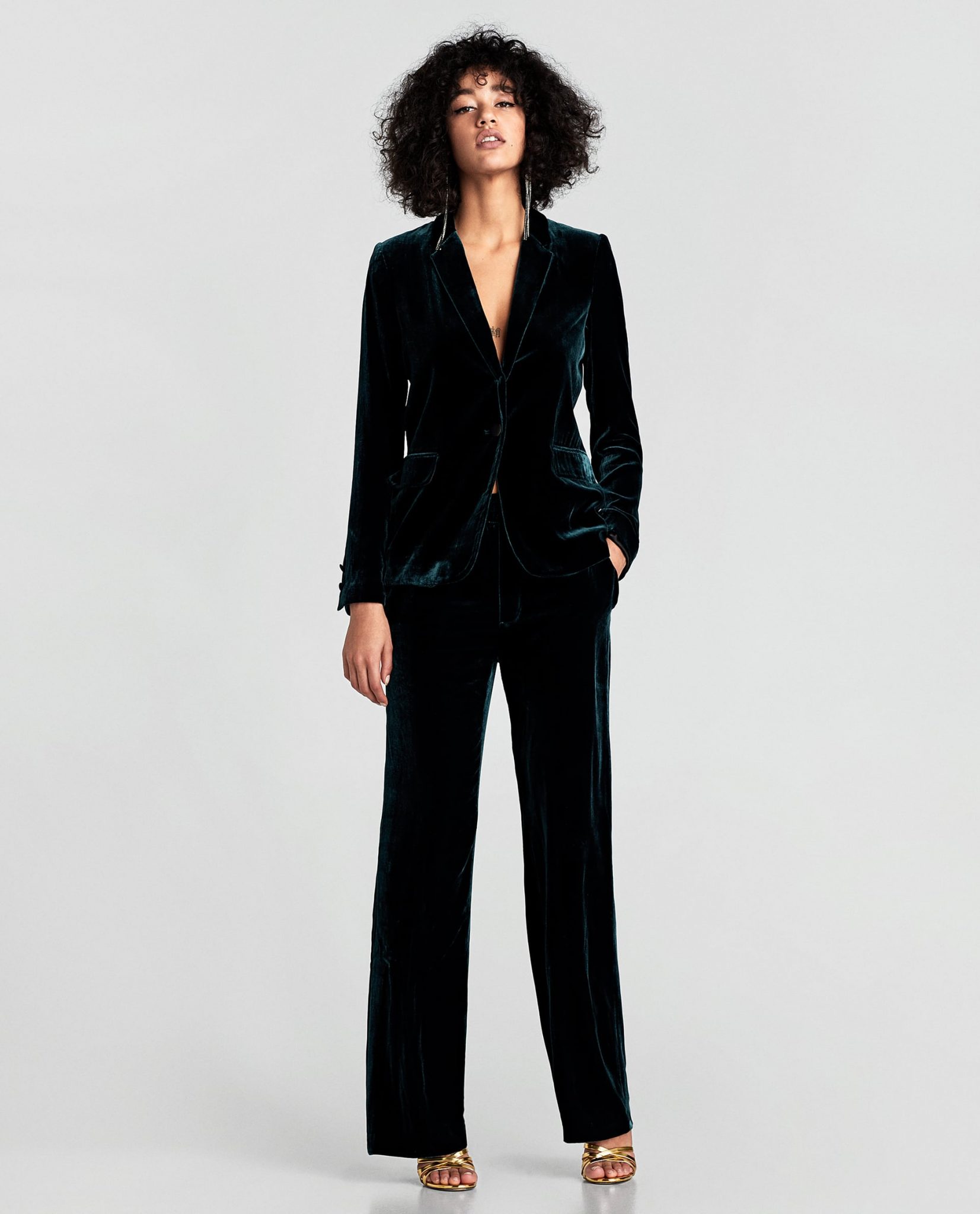 zara ladies velvet trouser suits