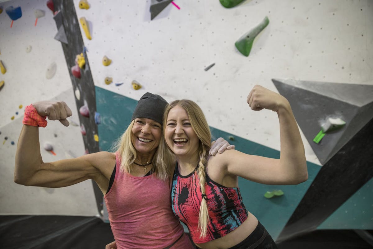 female rock climber body