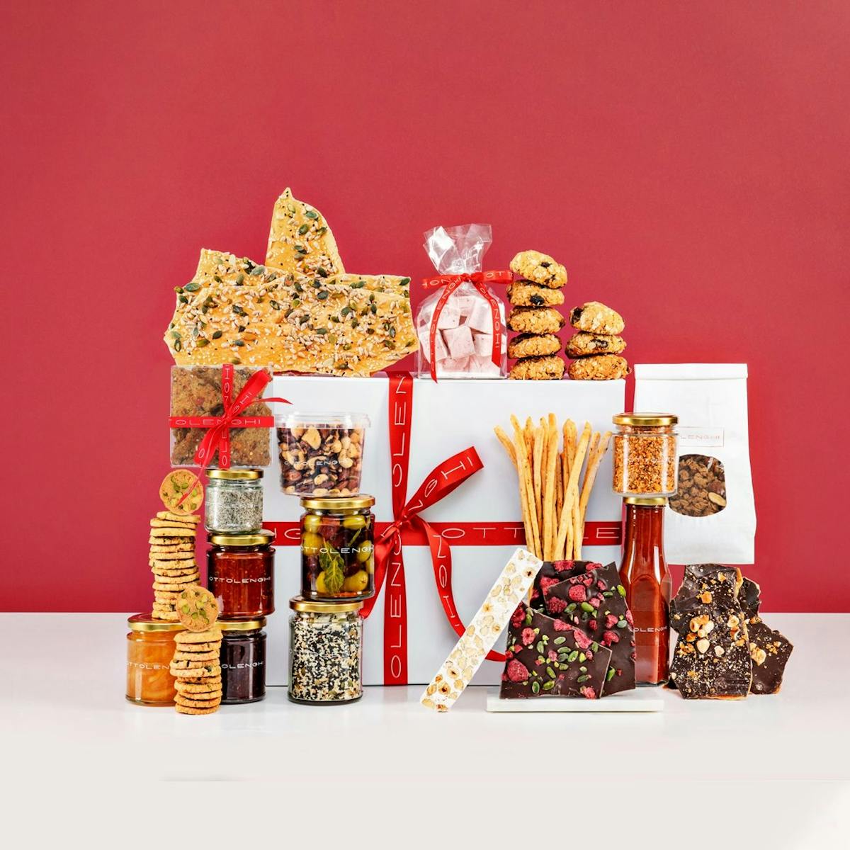 Luxury food, wine and cheese Christmas hampers for