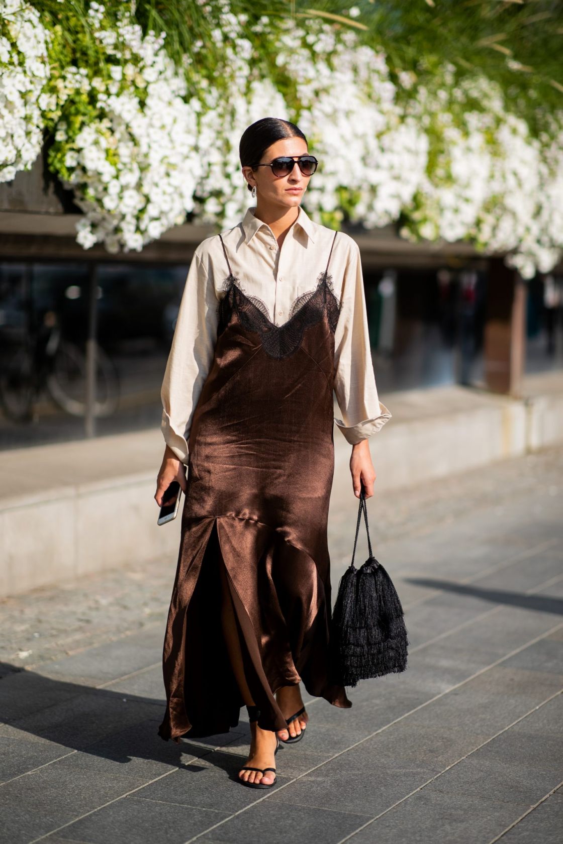 silk dress with shirt underneath