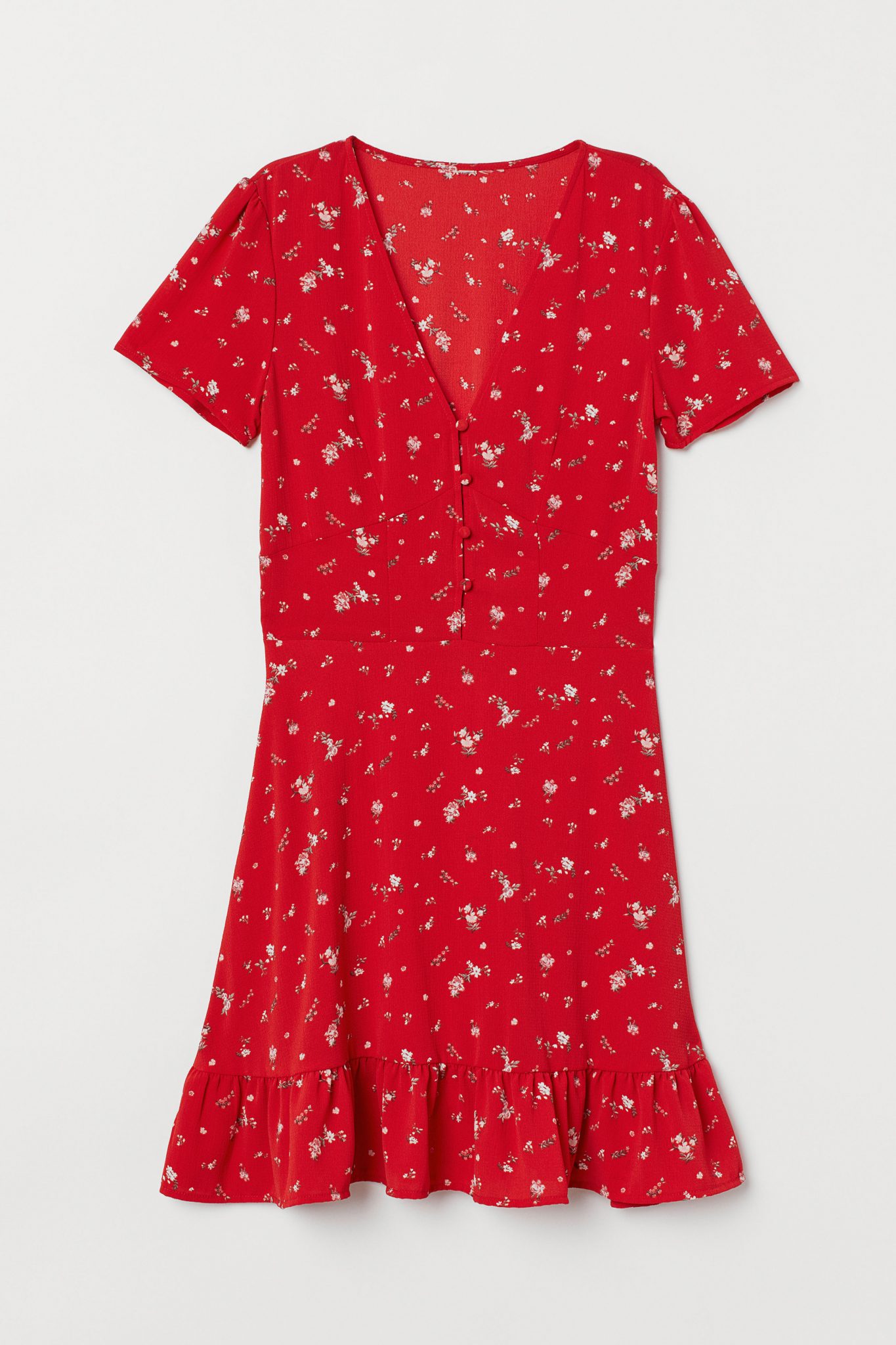 h and m red floral dress