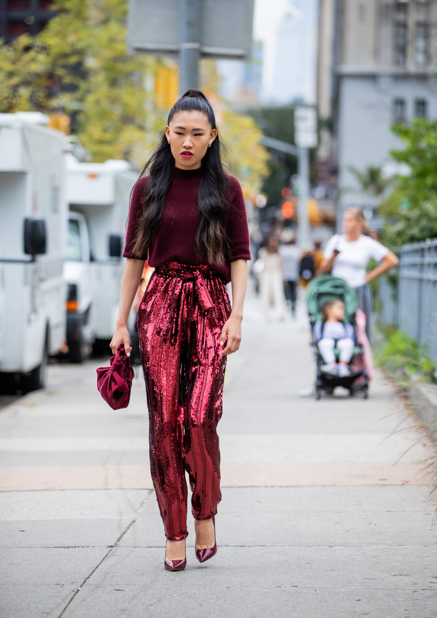 sequin trousers outfit