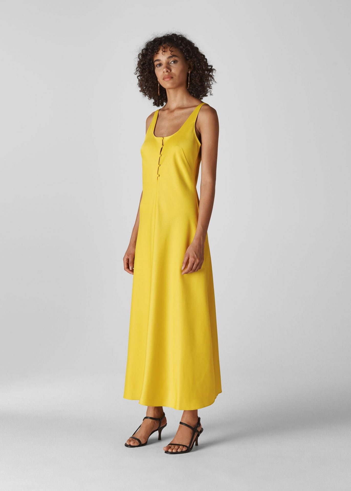 yellow silky dress