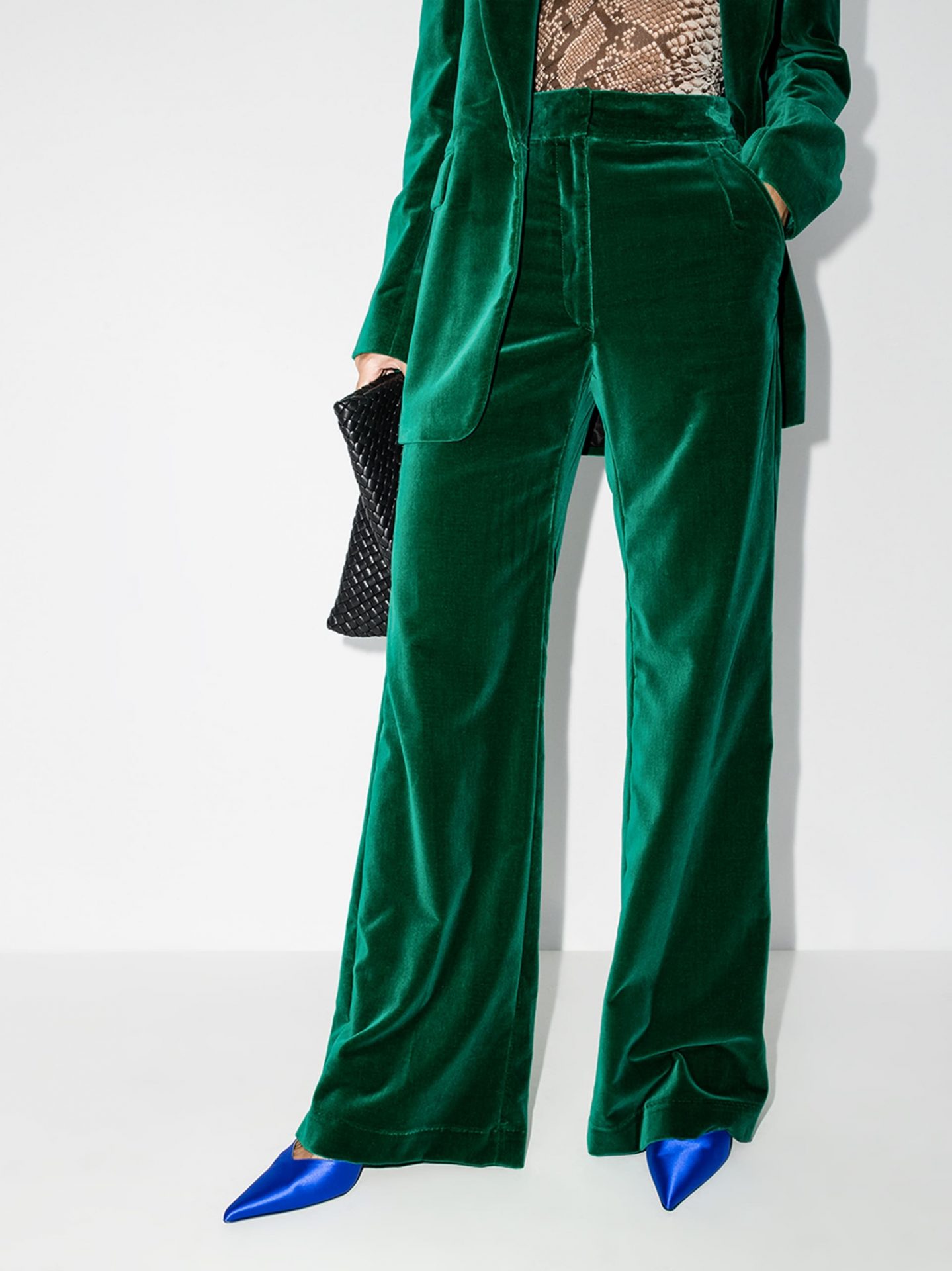 marks and spencer green velvet trouser suit