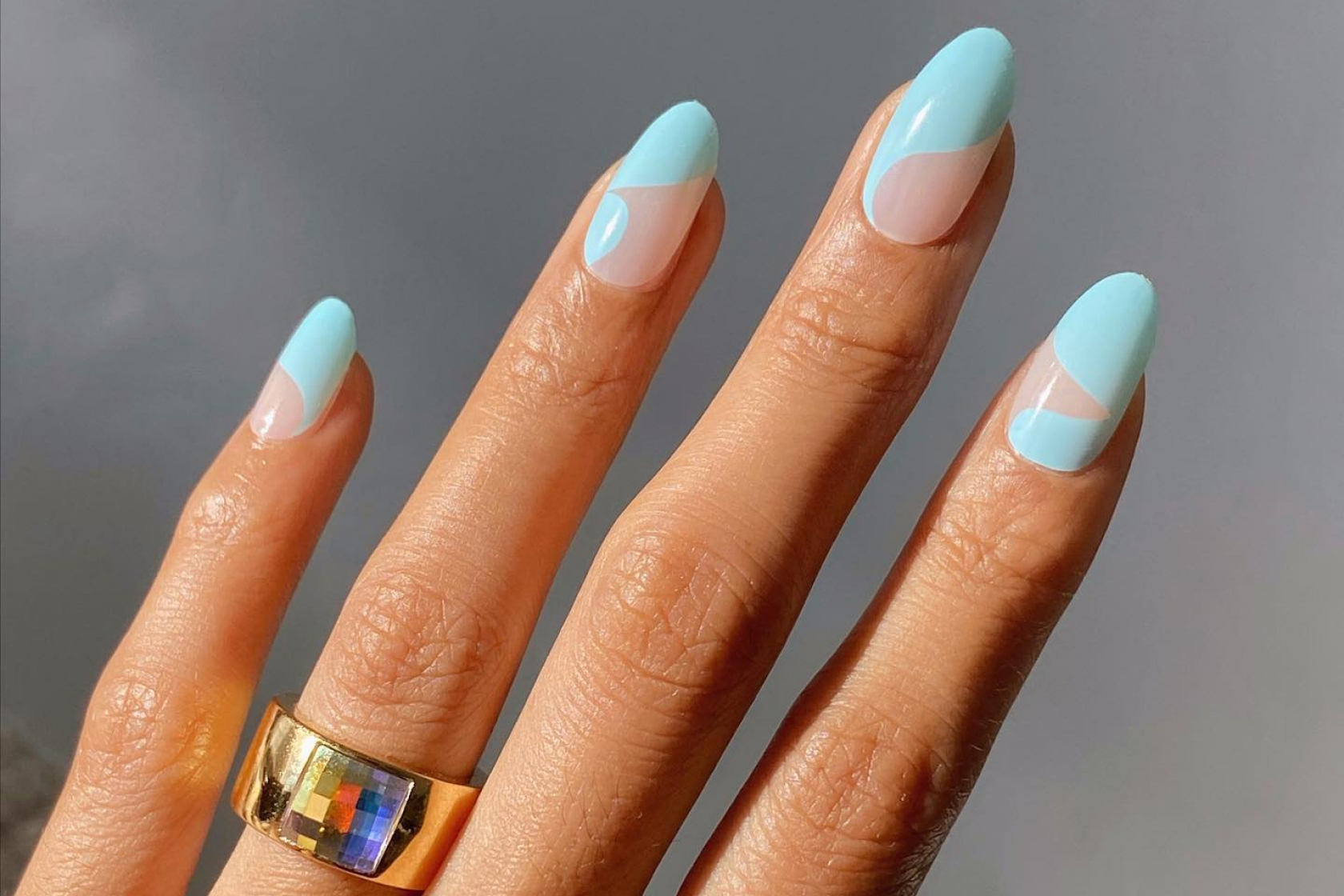 light blue nails short