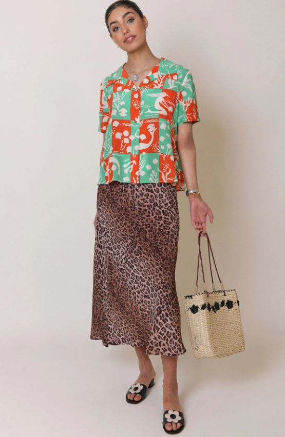 leopard print slip skirt