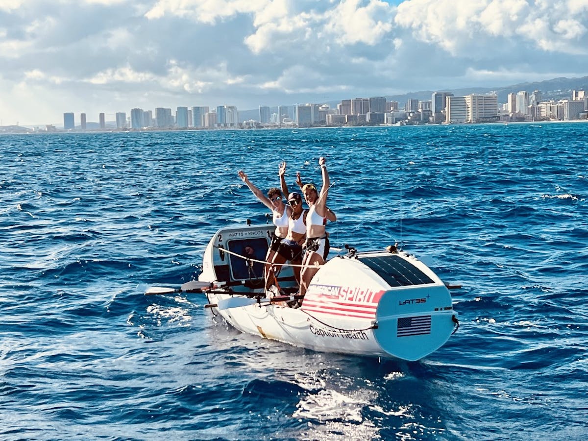 Female rowing team breaks world record rowing the Pacific Ocean